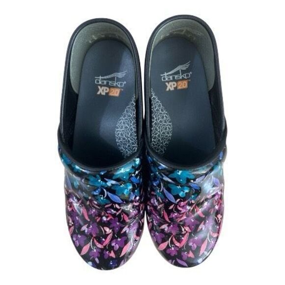 Dansko XP Women Professional Clogs 38 (US size 7.5-8) Multicolor Floral Leather - Picture 4 of 13